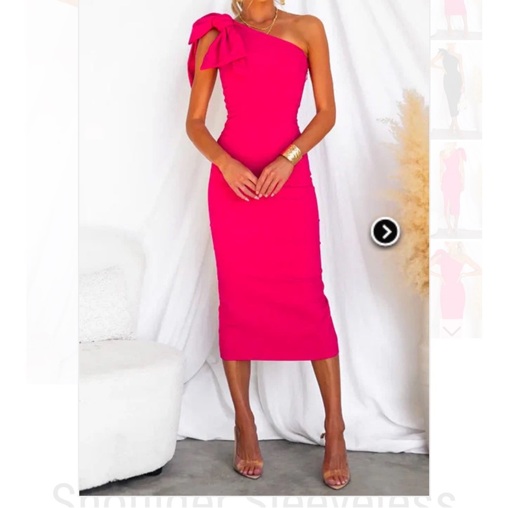 Elegant Pink One-Shoulder Dress